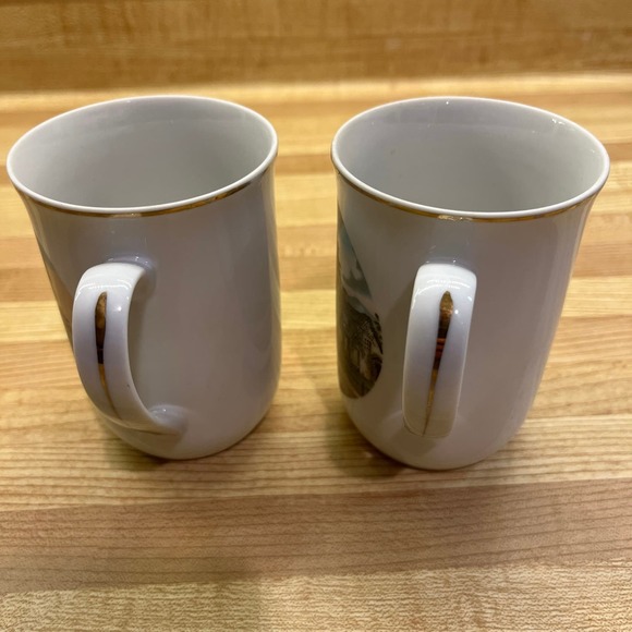 Vintage Currier & Ives Collectible 4 Seasons Mugs Gold Trim Summer and Autumn - Picture 7 of 8